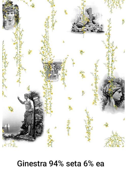 seta stretch con motivo di ginestre e Cesare Augusto Laboratorio Capri | SETASTRETCHGINESTRAGINESTRA